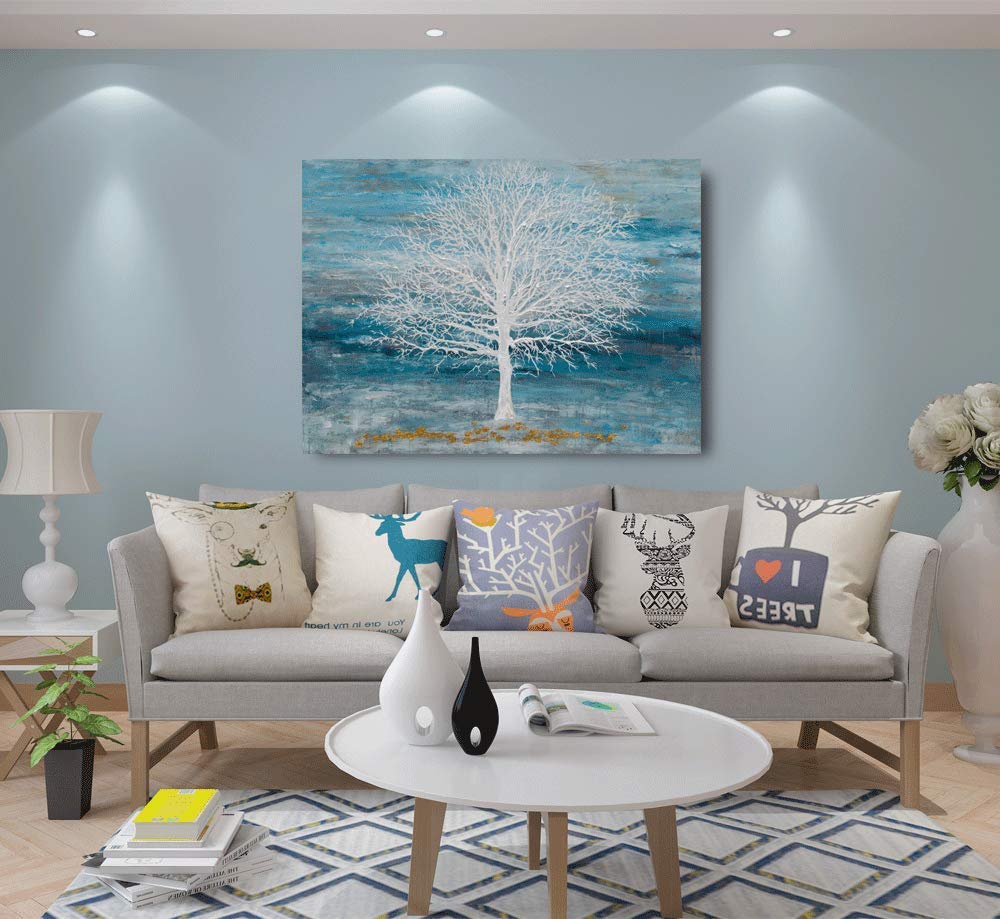 Yihui Arts Abstract Landscape Canvas Art Hand Painted 3D Tree Paintings With Gold Foil For Wall Decor Modern Artwork Pictures Li